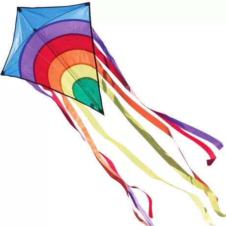 Single Line Kite - Rainbow Eddy BLUE - for Children from 3 Years Old - Dimension: 65x74cm - including 80m Kite string and 8x105cm Strip cocks: Amazon.de: Toys & Games