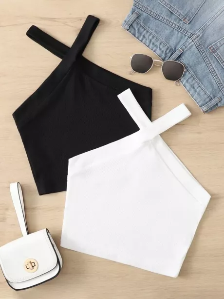 SHEIN Crop Top mit Neckholder, Criss-Cross, |