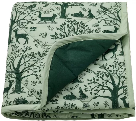 TROLLDOM Steppdecke, Waldtiermuster/grün, 96x96 cm - IKEA Deutschland