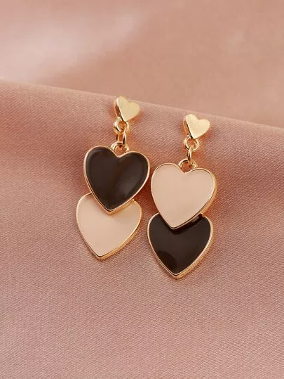 Brincos de coração de dois tons | SHEIN Brasil