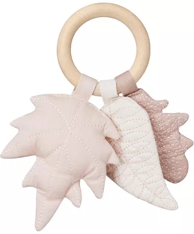 Rassel, Blätter, mit Holzring aus Ahorn - OCS Mix Rose – camcamcopenhagen.de