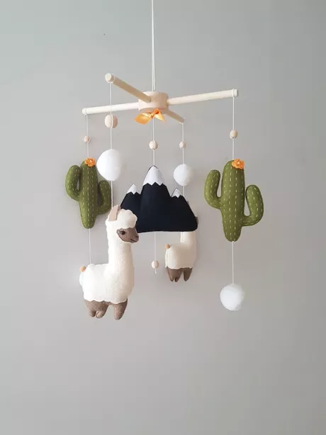 Lama Mobile Kaktus Kinderzimmer Dekor Boho Mobile Pom Pom - Etsy.de