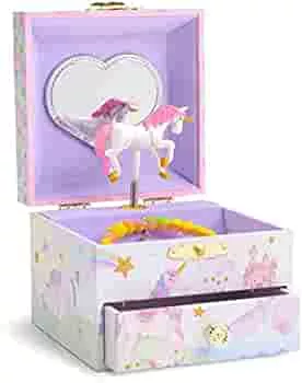 Jewelkeeper - Musikalische Schmuckschatulle mit sich drehendem Einhorn, glitzerndem Regenbogen und Sternendesign mit ausziehbarer Schublade - dem Wunderschöner Träumer Song : Amazon.de: Fashion