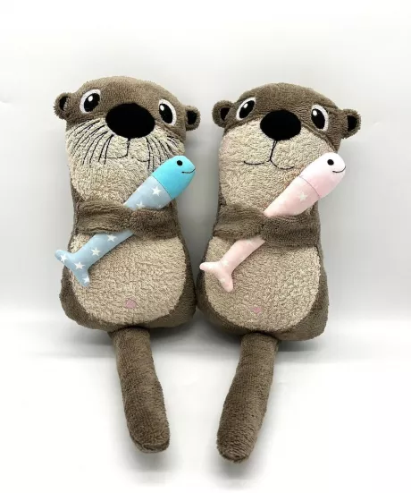 Personalisierbarer Otter mit Fisch Frottee braun / sand ca. - Etsy.de