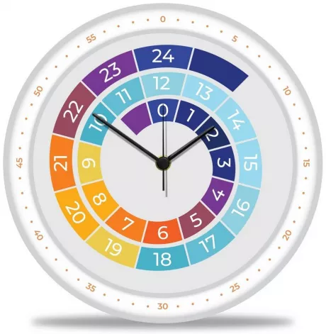 GRAVURZEILE Wanduhr »GRAVURZEILE Wanduhr Kinder Regenbogen Farben - Geräuscharme Kinderwanduhr geeignet für Mädchen & Jungen - Bunte Lernuhr für Kinder 30 cm - Einfaches Ablesen der Uhrzeit Lernen - Farbenfrohes Design«