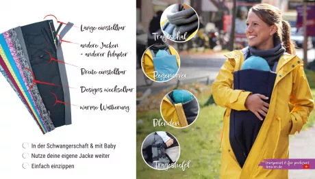 Kumja Jackenerweiterungen für Schwangere und zum Babytragen