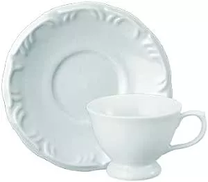 Estojo com 6 Xícaras de Café com Pires com Pé em Porcelana - Modelo Redondo com Relevo Pomerode - Branca - fabricado pela Schmidt | Amazon.com.br