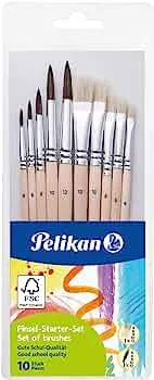 Pelikan 700405 Pinsel Starter-Set mit 5 Haar- und 5 Borstenpinseln, Beige ,( 1er Pack) : Amazon.de: Küche, Haushalt & Wohnen