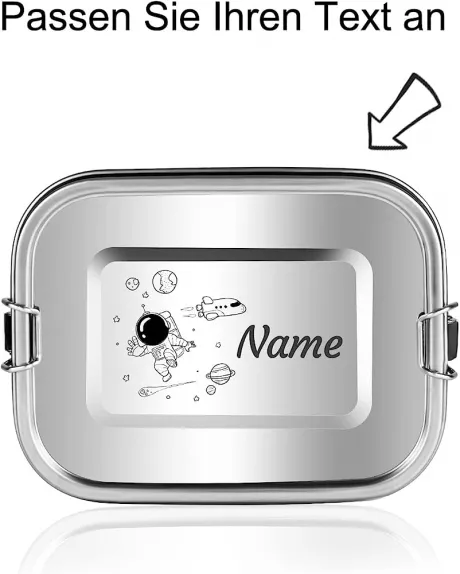 CGFN Edelstahl Brotdose, Brotdose mit Namen &amp; Muster, Umweltfreundlich und BPA-frei, Brotdose Auslaufsicher inkl. Trennen und Dichtring