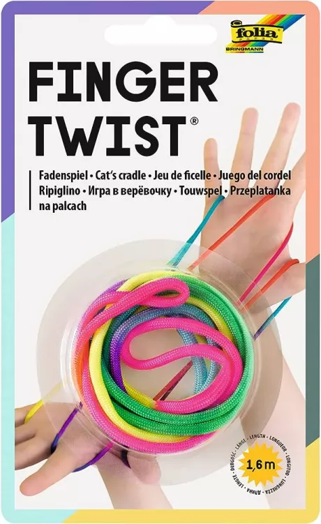 folia 33177 - Finger Twist Fadenspiel, in trendiger Regenbogen Optik, ca. 160 cm lang, Fingerspiel für Jungen und Mädchen ab 5 Jahre, ideal als kleines Geschenk, Mitgebsel und für den Schulhof: Amazon.de: Spielzeug