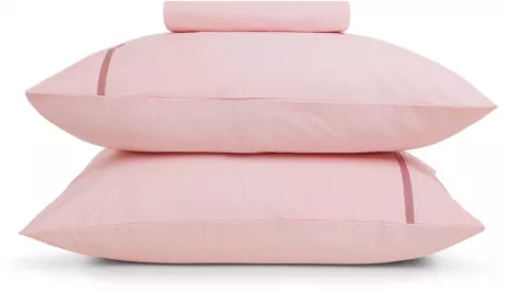 Lençol com Elástico Casal Karsten 180 Fios Percal 100% Algodão com Fronha Liam Rosa com Filete Rosa - Karsten Oficial