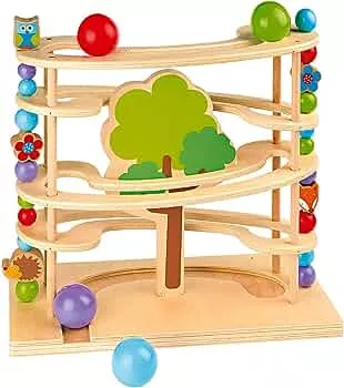 sOlini Kugelbahn Waldtiere / Murmelbahn / Spielzeug aus Holz für Kleinkinder ab 18 Monate / bunt: Amazon.de: Spielzeug