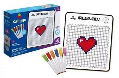 Quadro Pixel Art Xalingo Para Colorir Com 6 Canetas | MercadoLivre
