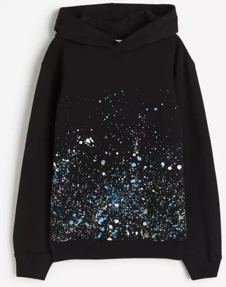 Hoodie mit Print - Schwarz/Spritzer - Kids | H&M DE