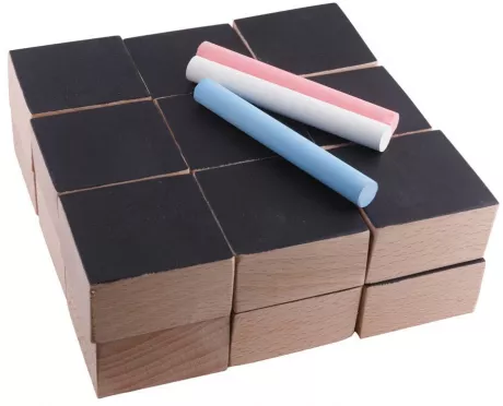 Holzwürfel mit 3 Kreiden- 18 Stück - Schwarz