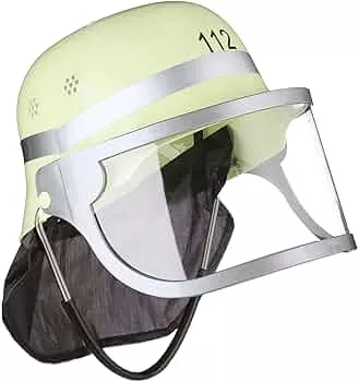 Relaxdays 10021335 Feuerwehrhelm Kinder, verstellbar, klappbares Visier, Nackentuch, Feuerwehr, HxBxT: 24,5 x 22,5 x 28 cm, gelb: Amazon.de: Baumarkt