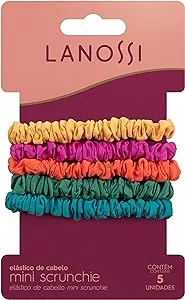 Mini Scrunchie Esmerald - Pacote com 6 Unidades, Lanossi Beauty & Care, Tons Vibrantes | Amazon.com.br
