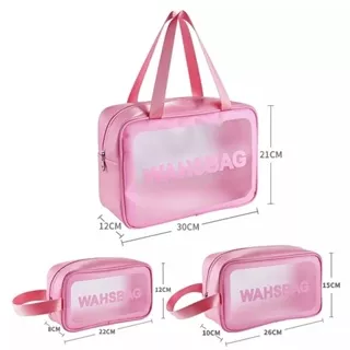 Kit 3 Bolsas Necessaires Washbag Transparente À Prova d’água | Shopee Brasil