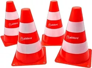 alldoro 60090 Pylonen Set, 4 Warnkegel ca. 17 cm, Verkehrshütchen zur Markierung, Kegel stapelbar, Markierungskegel für Sport, Vereine & Verkehr, für Kinder ab 3 Jahre, Leitkegel, Pylonen 4er Set: Amazon.de: Spielzeug