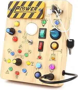 Joyreal Busy Board Baby Montessori Spielzeug ab 2 Jahr, Activity Board Motorikspielzeug mit 19 LED, Holzspielzeug Sensorik Spielzeug Lernspielzeug, Geschenk Jungen und Mädch ab 2 3 4 Jahr: Amazon.de: Spielzeug