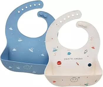 Baby Bibs, Pack of 2, Baby Silicone Bibs with Crumb Tray, BPA-Free, Waterproof, Washable, Easy to Clean Baby Food Set : Amazon.de: Baby Products