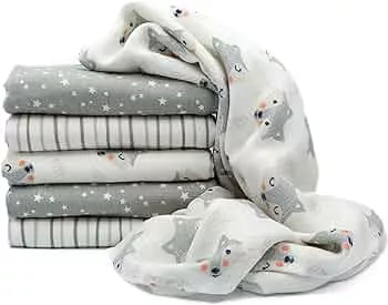 Clevere Kids Mulltücher | 6er-Pack | Kleiner Fuchs hellgrau und Sterne | Oeko-TEX | doppelt gewebt | 70x80 | Spucktücher (Fuchs & Stars & Stripes V0) : Amazon.de: Baby