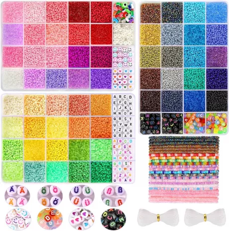 Funtopia 36600 Pieces Beads for Bracelets 2 mm, Bracelet Beads Set with 600+ Pieces Letter Beads, Smile Beads, Love Beads, Evil Eye for Bracelet Making Kit Parties, Holidays : Amazon.de: Home & Kitchen