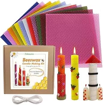 Zakouinn Beeswax Candle Making Kit for Kids - 12 Bright Colours, Beeswax Leaves for Candle Making, Beeswax Candle DIY Kit for Adults (Light) : Amazon.de: Home & Kitchen