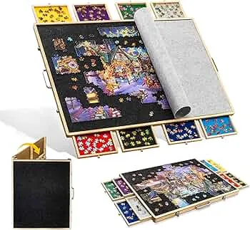 Tektalk Planche de puzzle pliable avec plateaux de tri/tiroirs, table de puzzle avec couvercle, rangement pour 2000, 1500, 1000, 500 pièces de puzzle : Amazon.ca: Jeux et Jouets