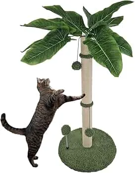 TRUTZHOLM Kratzbaum mit kuscheligem Bezug Katzenkratzbaum mit widerstandsfähigem Sisal zum Krallen wetzen Kletterbaum natürliches Design zum Kuscheln und Spielen (85 cm) : Amazon.de: Haustier