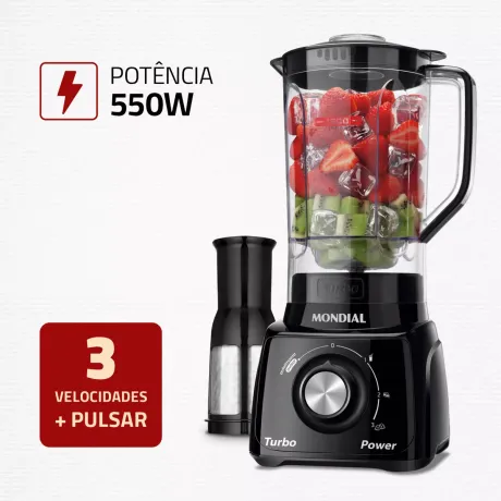 Liquidificador L-99-fb Turbo Power 2,2 L Potência De 550w Cor Preto Mondial 110v | Frete grátis