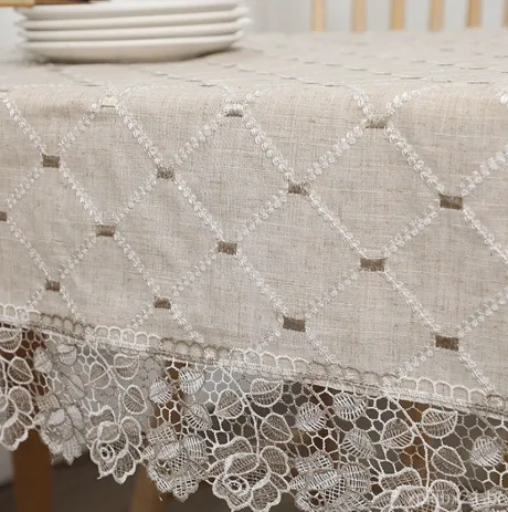 Toalha de mesa de algodão bege