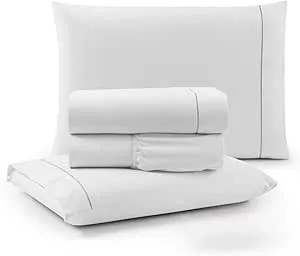 Jogo de Cama Casal Padrão Percal 400 Fios Ponto Palito 04 Peças, Antiácaro, Não faz bolinha Toque Extra Macio – Branco | Amazon.com.br