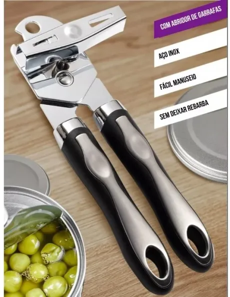 Abridor De Latas E Garrafas Aço Inox Profissional Casa -R$29,90