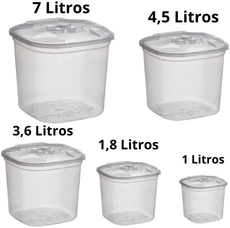 Kit 5 Potes de Mantimentos Transparente - R$31,90