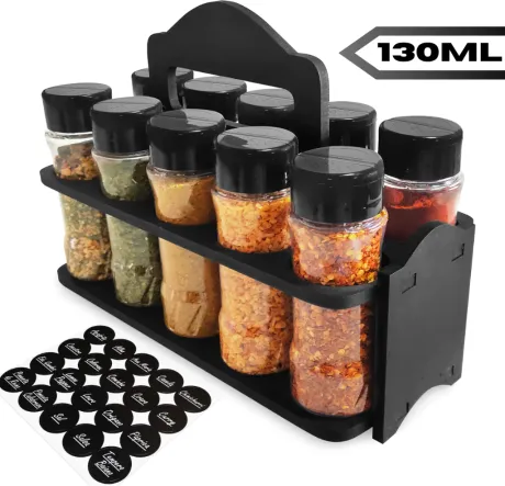 Porta Tempero com Alça e 10 Potes P/ Temperos e Especiarias - R$40,00