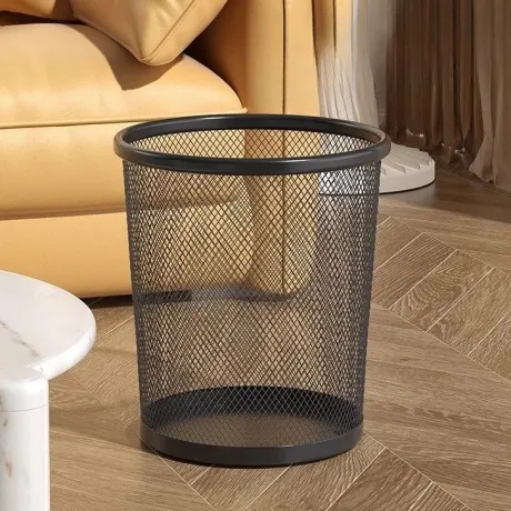 Lixeira Metal Aramado Cesto Lixo Escritório Reforçado 10 L- Preto - R$21,99