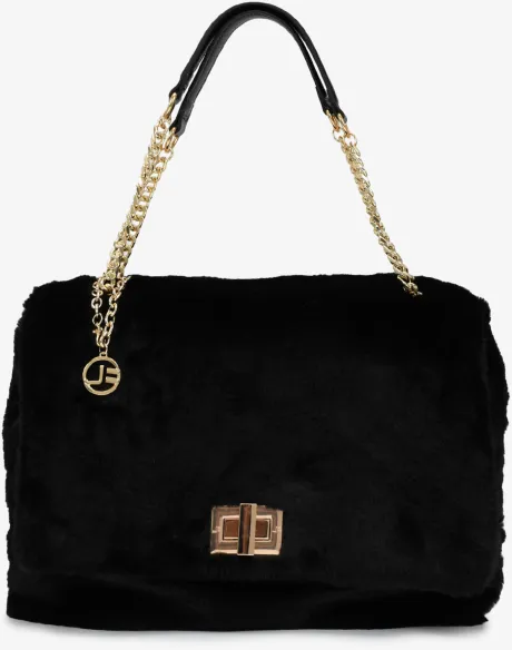 Bolsa De Ombro Preto Tecido Pelo - Sapatos, Bolsas, Acessórios em Couro e mais I Jorge Bischoff