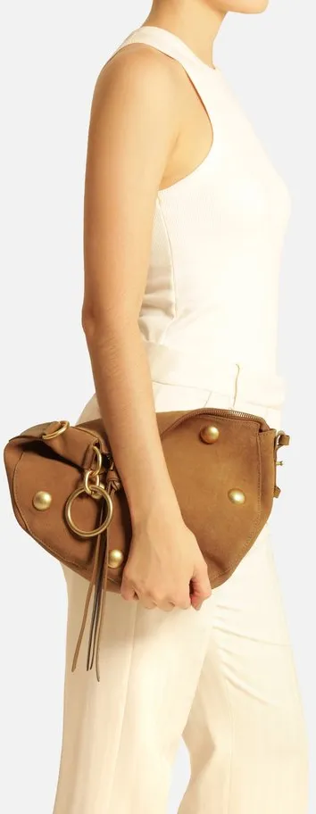Bolsa Tiracolo Marrom Couro Acamurçado Média Tachas | Arezzo
