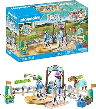 PLAYMOBIL Horses of Waterfall 71637 Moderne Reitschule, inklusive beweglicher Longierplatte, Pferd und umfangreichem Reitzubehör, nachhaltiges Spielzeug für Kinder ab 5 Jahren: Amazon.de: Legetøj