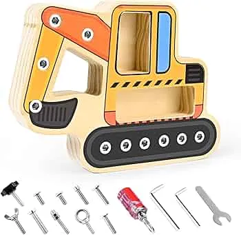 Victse Montessori Spielzeug ab 3 4 5 Jahre, Bagger Spielzeug ab 3 Jahre, Busy Board Holz Schraubbrett Holzspielzeug, Kinderspielzeug Motorikspielzeug Lernspiele Geschenk für Mädchen Junge: Amazon.de: Spielzeug