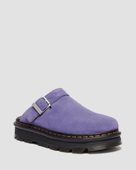 Zebzag Wildleder Casual Slingback Plateau Mules in Twilight Lila | Dr. Martens