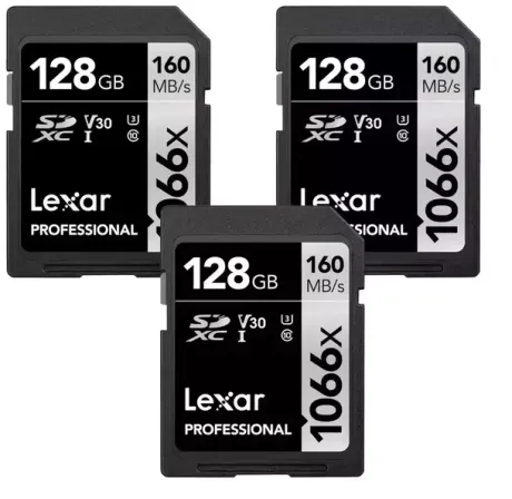 Kit 3x Cartão Memória SD 128gb Lexar Professional 1066x V30 UHS-I SDXC