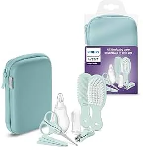Philips AVENT Babypflege-Set – Starter-Set mit 9 Zubehörteilen: Nagelknipser, Schere, 3 Nagelfeilen, Kamm, Haarbürste, Nasensauger und Fingerzahnbürste (Modell SCH401/00) : Amazon.de: Baby