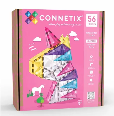 Connetix Magnetbausteine | Glitter Unicorn Pack | 56 Teile