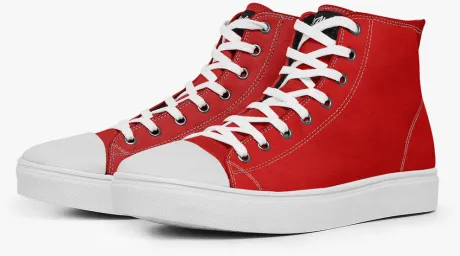 Tênis Cano Alto Vermelho Básico Abstrato – Stamp It