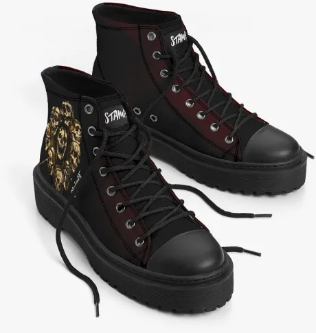 Tênis Cano Alto Plataforma Vermelho Heavy Metal Slipknot Caveiras Band – Stamp It