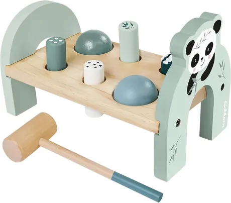 Eichhorn - Knock Bench with 4 Knock Pins and 2 Balls, Including Hammer, 8 Pieces, 23 x 12.5 x 14.5 cm, Birch Wood, from 1 Year: Amazon.de: Toys
