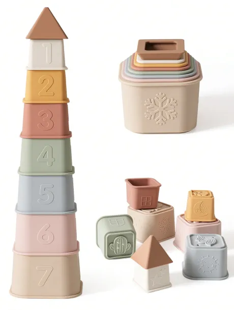 Juego de 8 tazas apilables de silicona