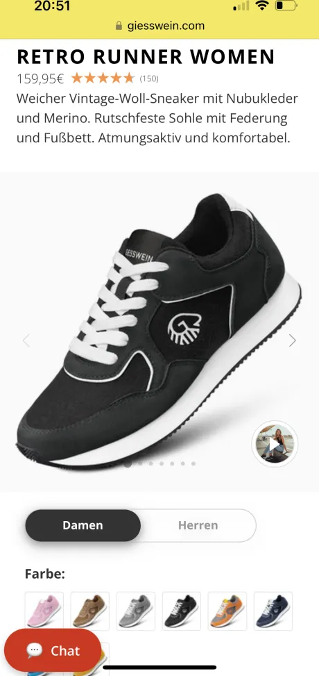 Giesswein Retro Runner in schwarz Gr 41